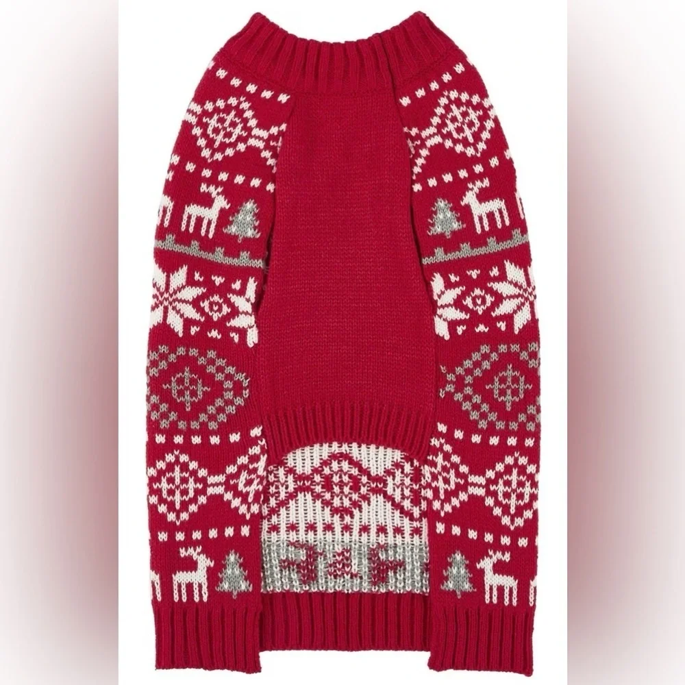 Frisco by Chewy New Dog Sweater Reindeer Fair Isle XXL Red White